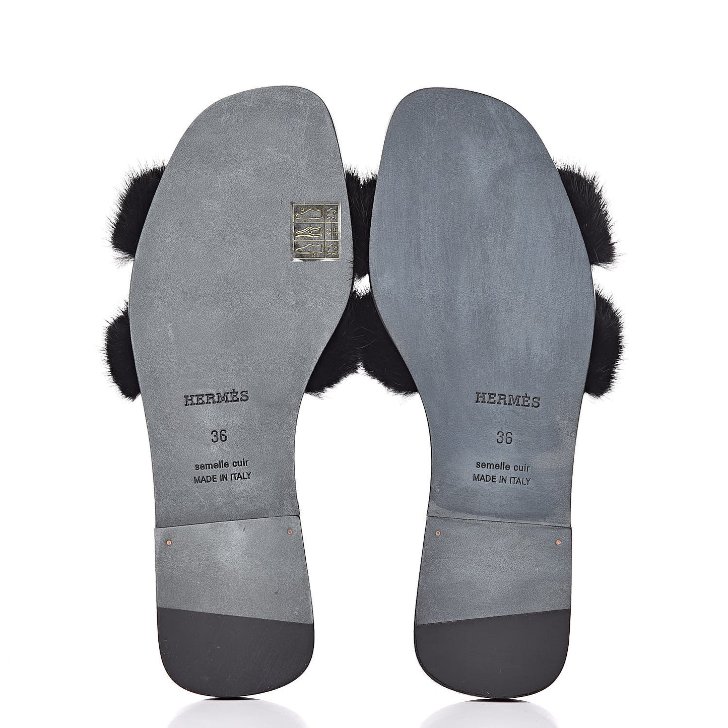 Mink Fur Oran Sandals 36 Black