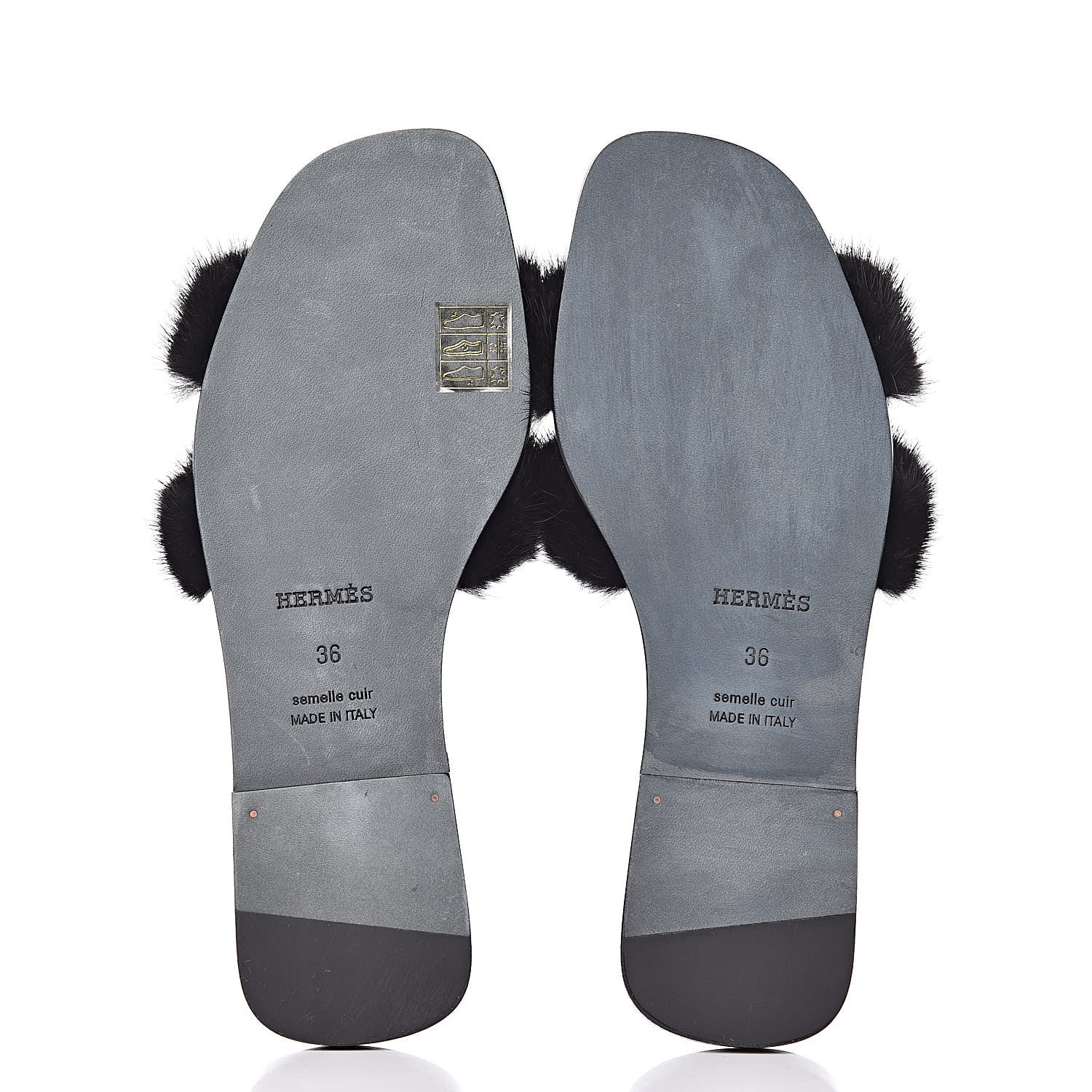 Hermes Mink Fur Oran Sandals 36 Black 5 of 9