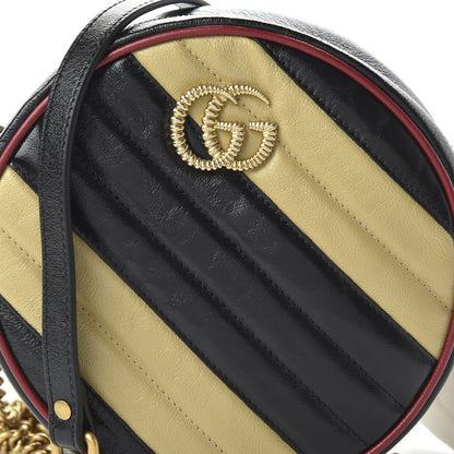 Gucci Azalea Calfskin Matelasse Diagonal Patchwork Mini Torchon GG Marmont Round Shoulder Bag Black Beige Romantic Cerise 10 of 10