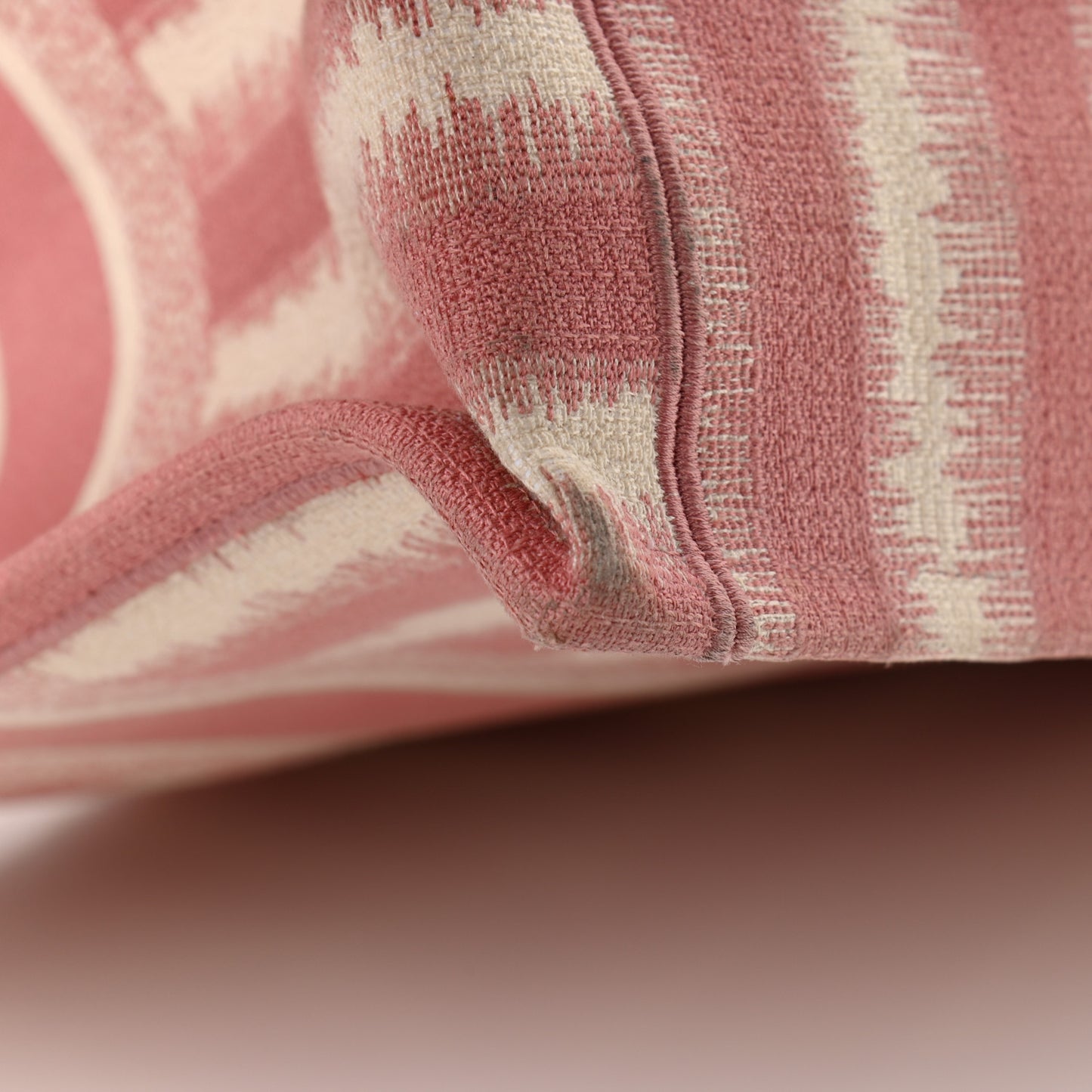Canvas Embroidered Large Striped Book Tote Pink