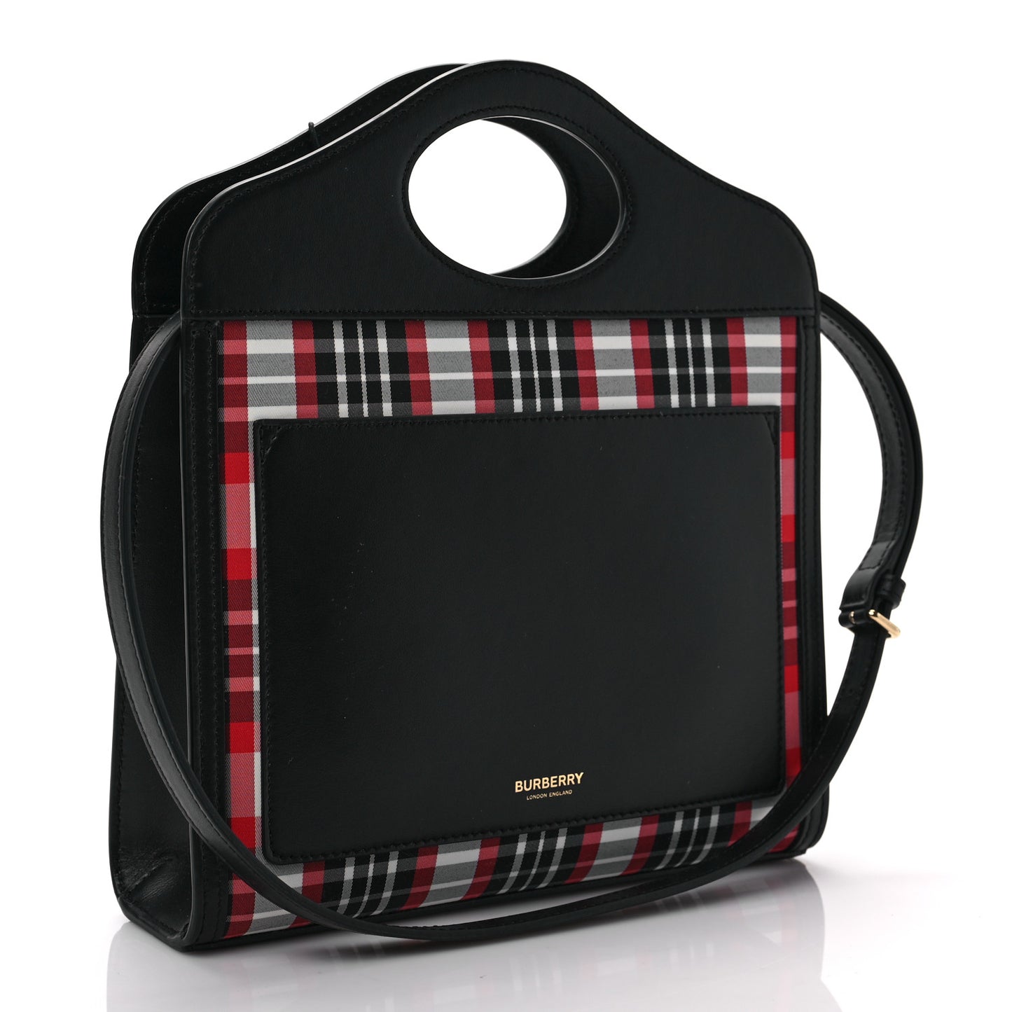Calfskin Nylon Tartan Mini Pocket Bag Bright Red