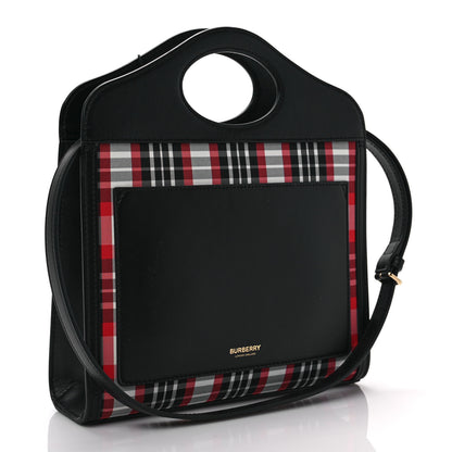 Burberry Calfskin Nylon Tartan Mini Pocket Bag Bright Red 3 of 8