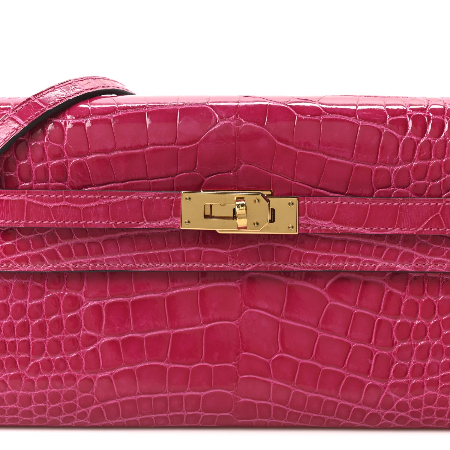 Hermes Shiny Alligator Kelly Wallet To Go Rose Scheherazade 7 of 10