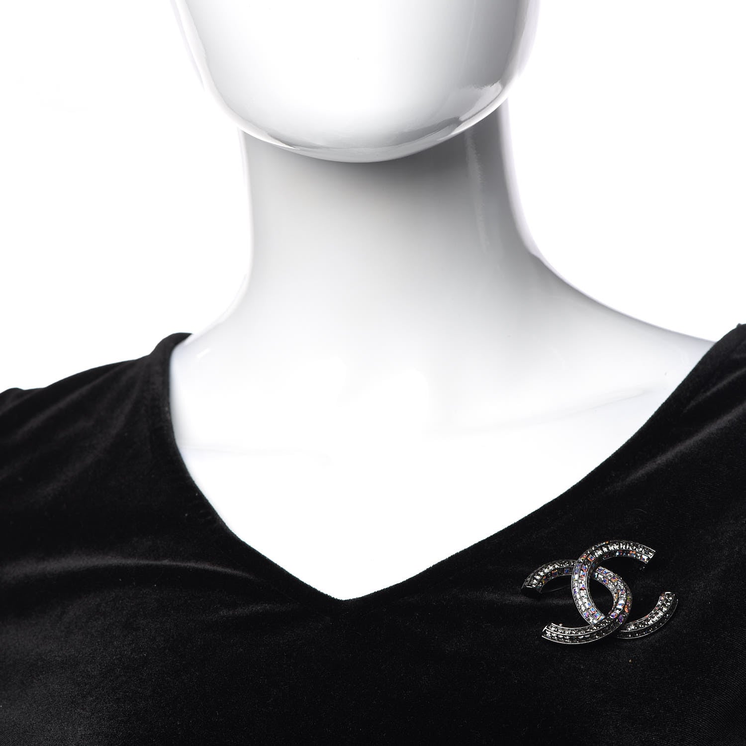 Chanel Ruthenium Crystal Baguette CC Brooch Multicolor 2 of 5
