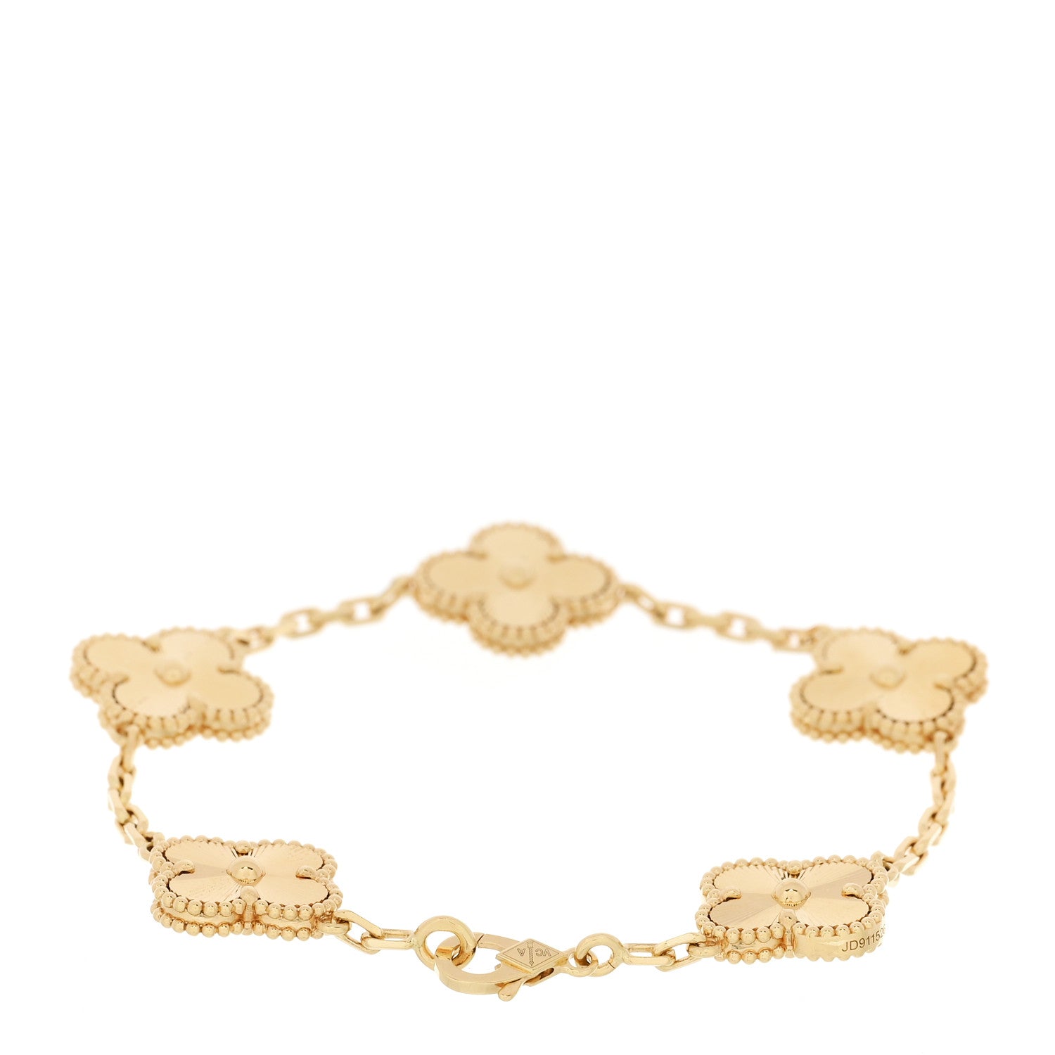 Van Cleef & Arpels 18K Yellow Gold 5 Motifs Guilloche Vintage Alhambra Bracelet 2 of 5