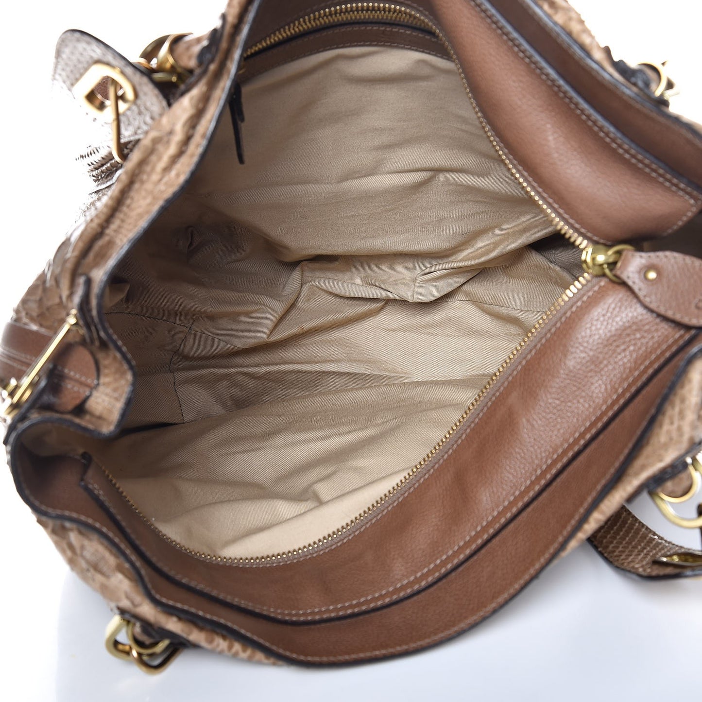 Python Calfskin Large Paraty Tote Sand Shell