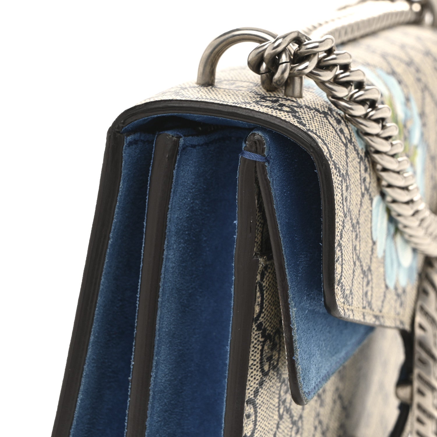 Gucci GG Supreme Monogram Blooms Small Dionysus Shoulder Bag Beige Navy Vintage Blue 12 of 14