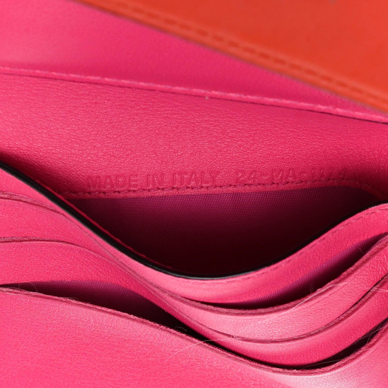 Christian Dior Smooth Calfskin Bi-Color Diorissimo Envelope Wallet Pink Red 7 of 10
