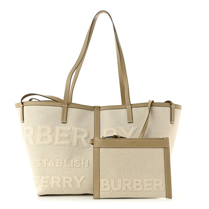 Burberry Cotton Canvas Mini Logo Horseferry Tote Bag Off White 1 of 10