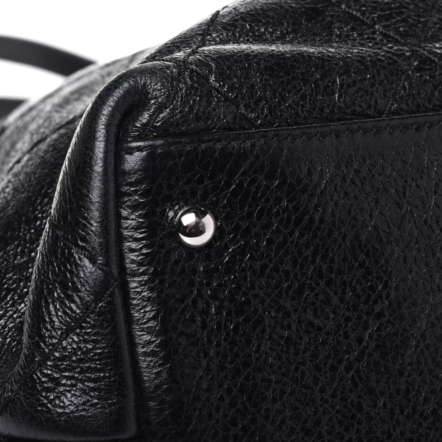 Glazed Calfskin Large On The Road Tote Black