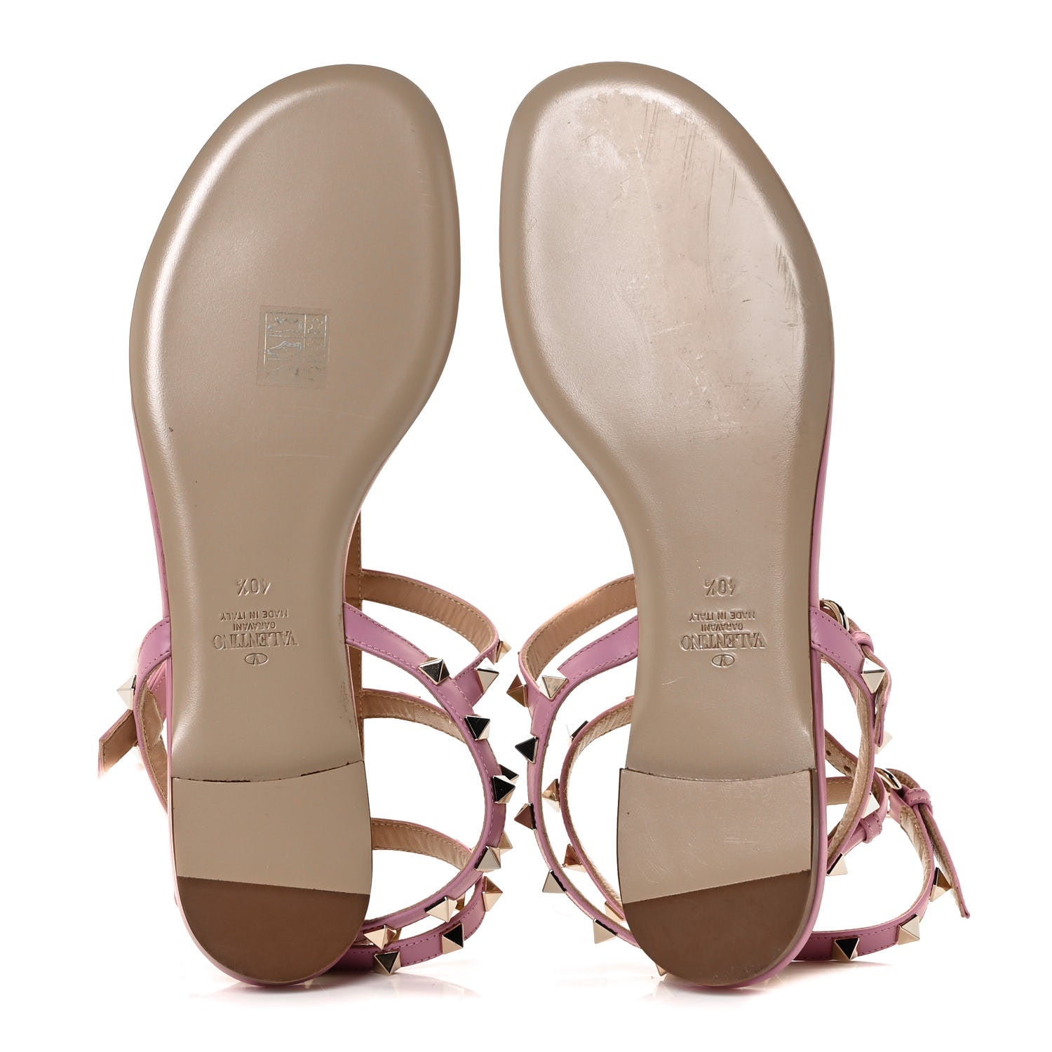 Valentino Garavani Calfskin Rockstud Ankle Wrap Flat Thong Sandals 40.5 Giacinto 5 of 7