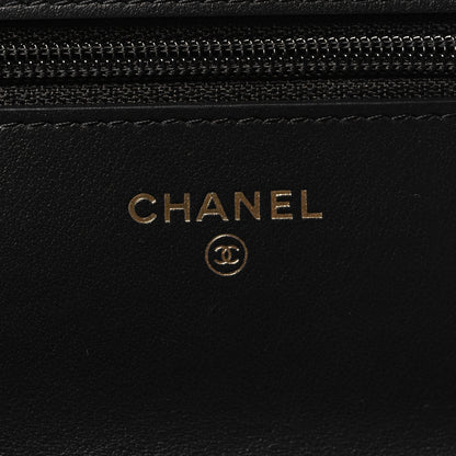 Chanel Tweed Quilted Chanel 19 Wallet On Chain WOC Black White 6 of 12