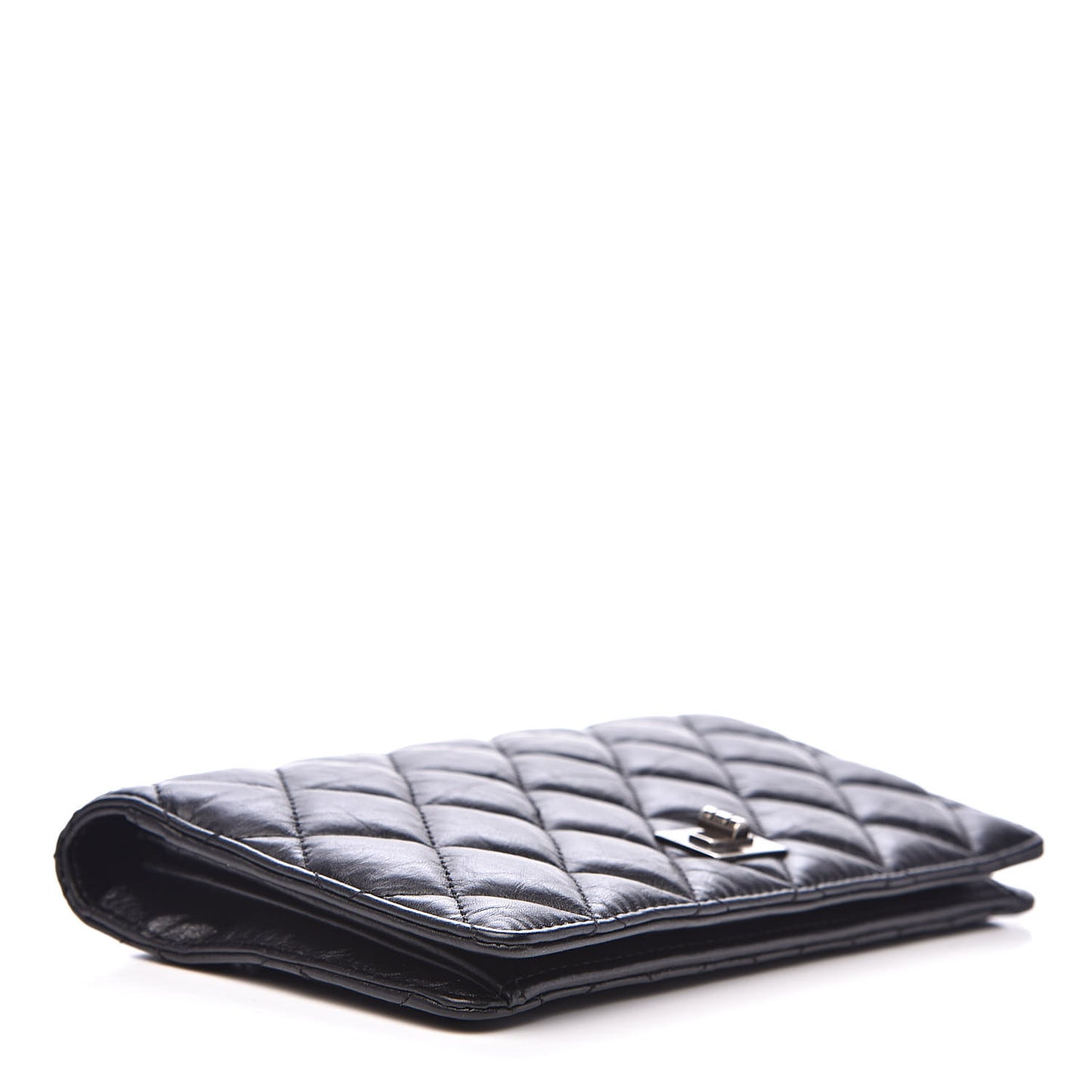 Aged Calfskin Quilted Reissue Yen Wallet Black