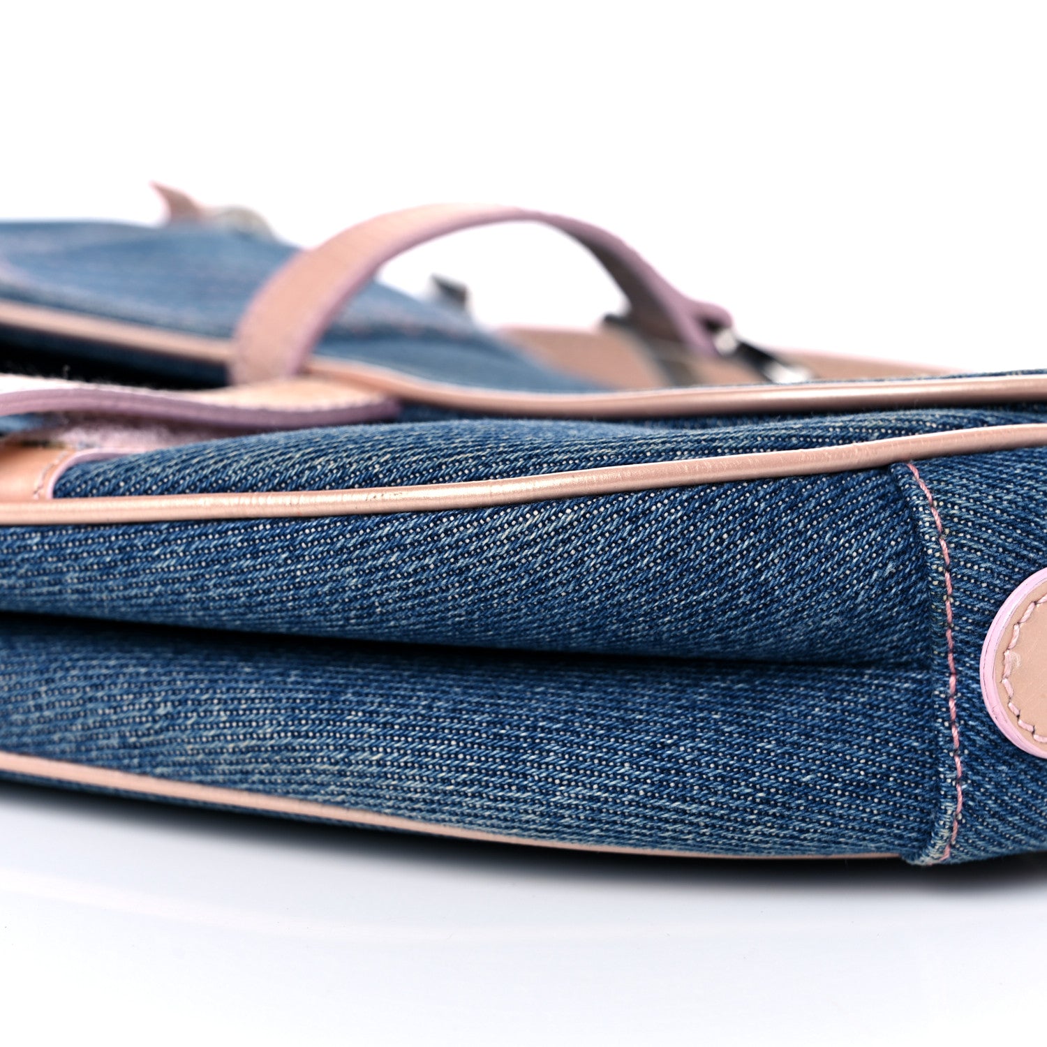Christian Dior Patent Denim Jeans Saddle Bag Blue Pink 8 of 27