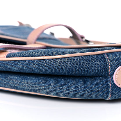 Christian Dior Patent Denim Jeans Saddle Bag Blue Pink 8 of 27