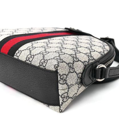 Gucci GG Supreme Monogram Textured Dollar Calfskin Web Small Ophidia Dome Shoulder Bag Beige Blue 12 of 13