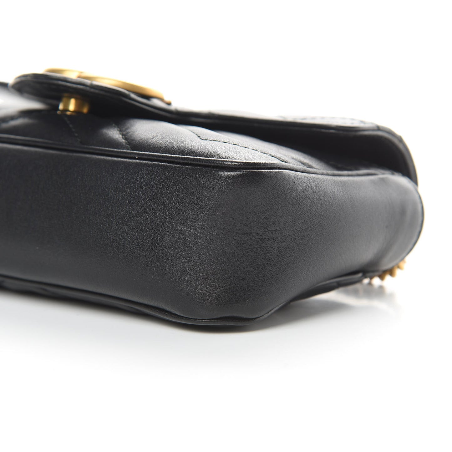 Calfskin Matelasse Super Mini GG Marmont Shoulder Bag Black