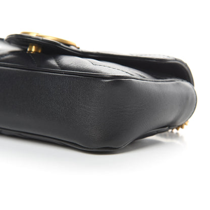 Gucci Calfskin Matelasse Super Mini GG Marmont Shoulder Bag Black 10 of 12