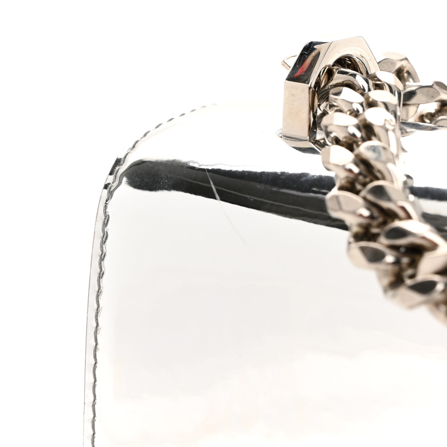 Metallic Lambskin Quilted Knuckle Shoulder Bag Silver