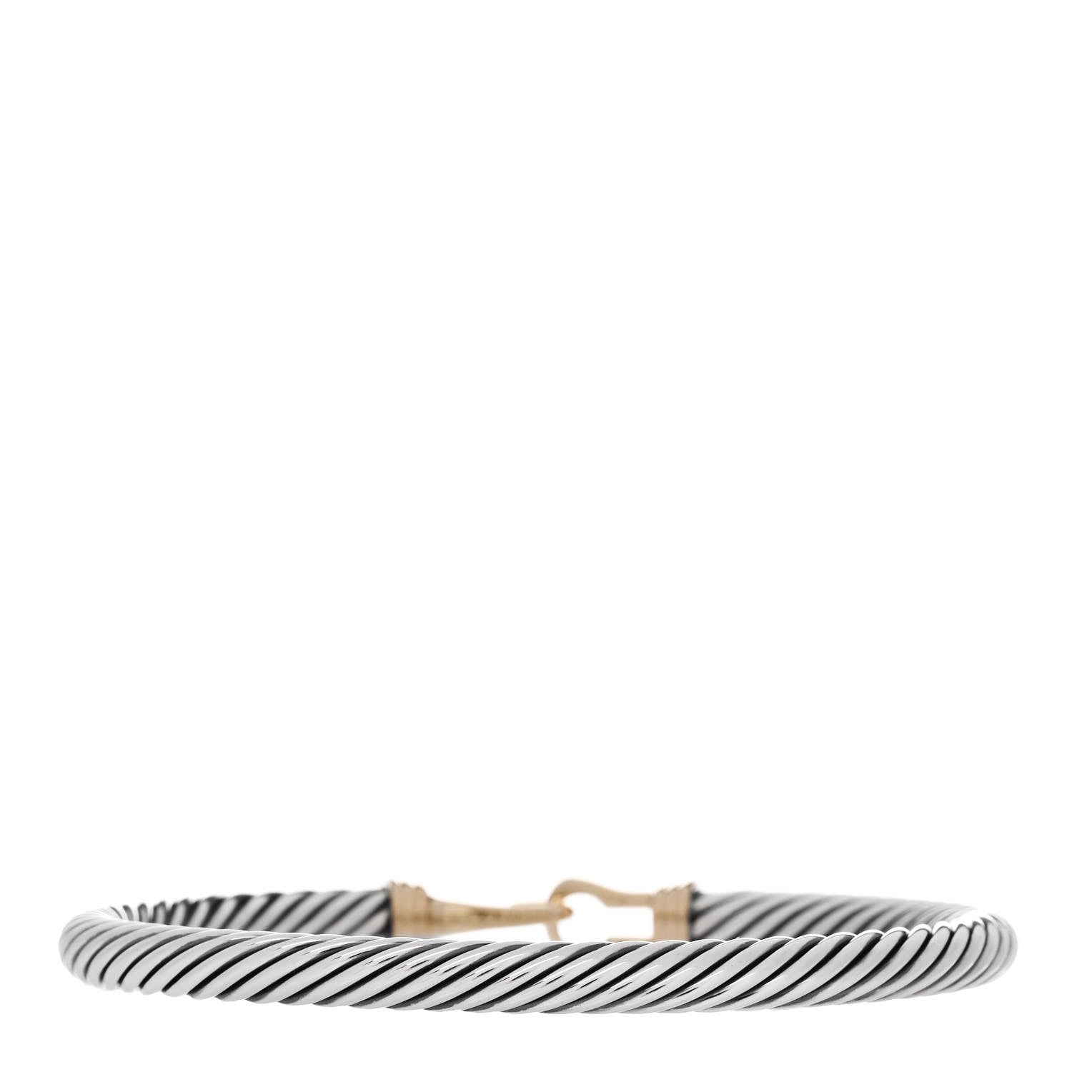 David Yurman Sterling Silver 14K Yellow Gold 5mm Cable Classic Buckle Bracelet 2 of 3