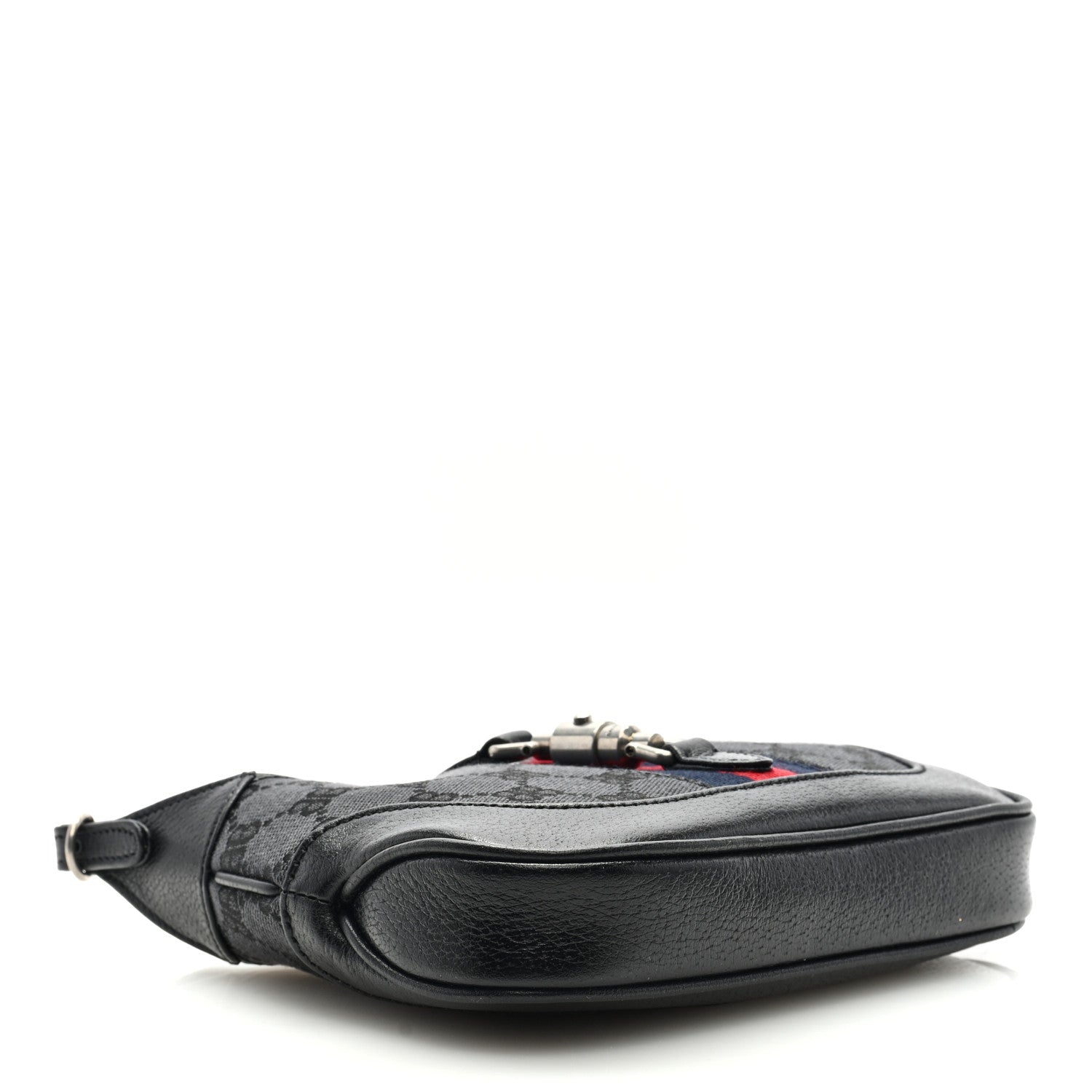 Gucci X BALENCIAGA BB Monogram Calfskin Web Mini Jackie 1961 Hobo Black 4 of 8