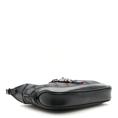 Gucci X BALENCIAGA BB Monogram Calfskin Web Mini Jackie 1961 Hobo Black 4 of 8