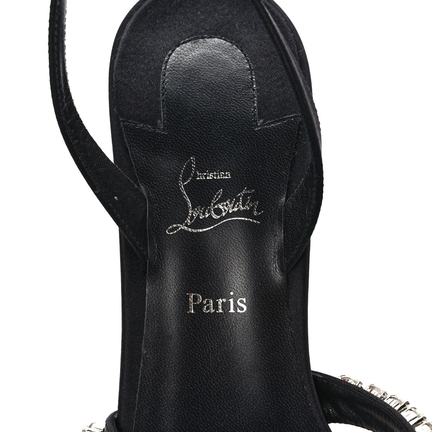 Veau Velours Crystal Embellished Emilia 85 Sandals 38.5 Black