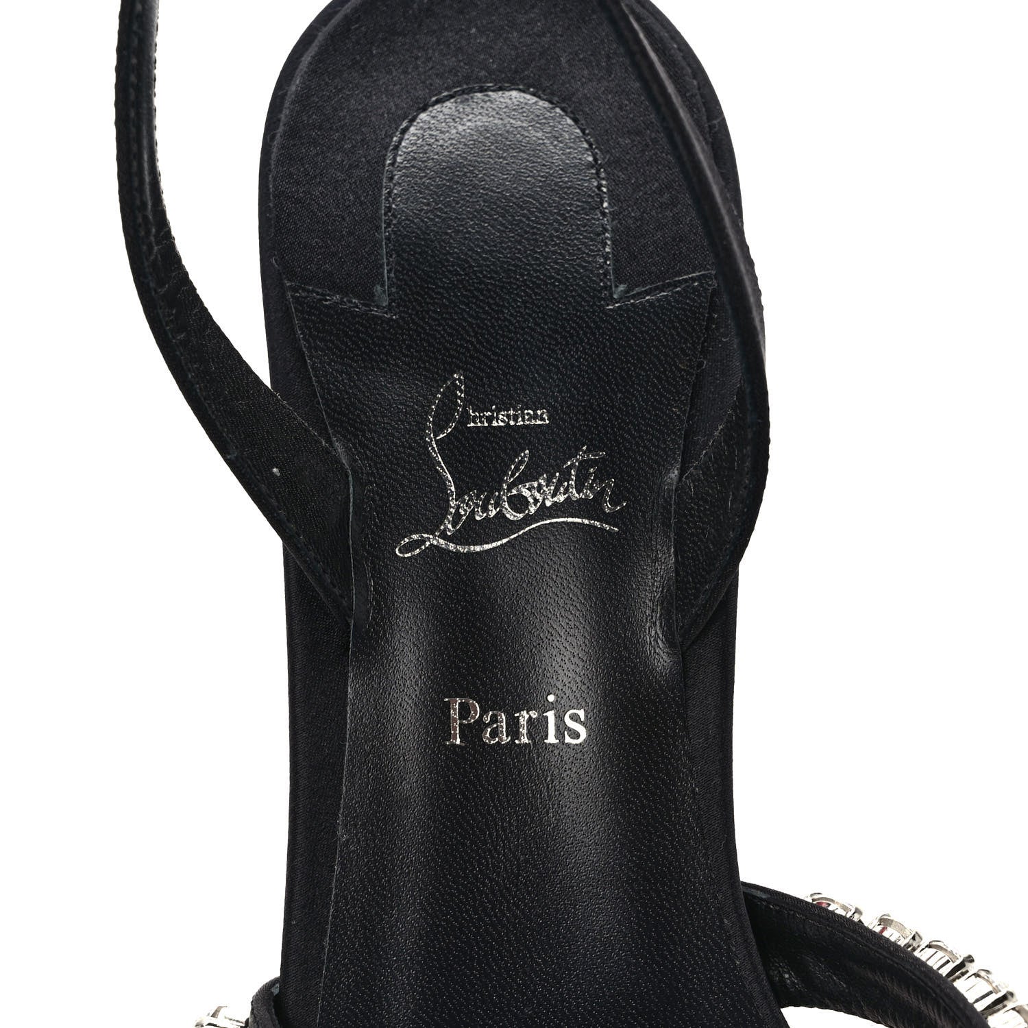 Christian Louboutin Veau Velours Crystal Embellished Emilia 85 Sandals 38.5 Black 7 of 7