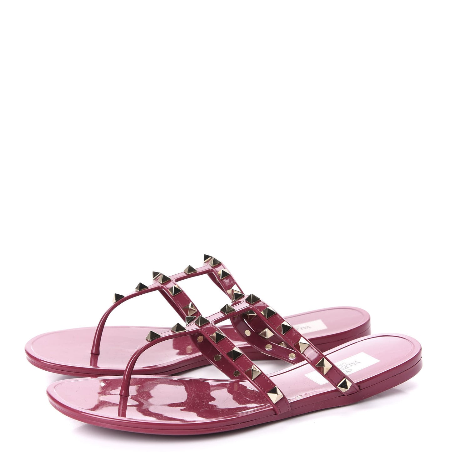 PVC Jelly Rockstud Caged Flat Thong Sandals 38 Deep Cyclamin
