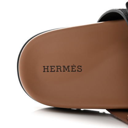 Hermes Suede Goatskin Womens Chypre Sandals 36 Rose Perle Black 7 of 10