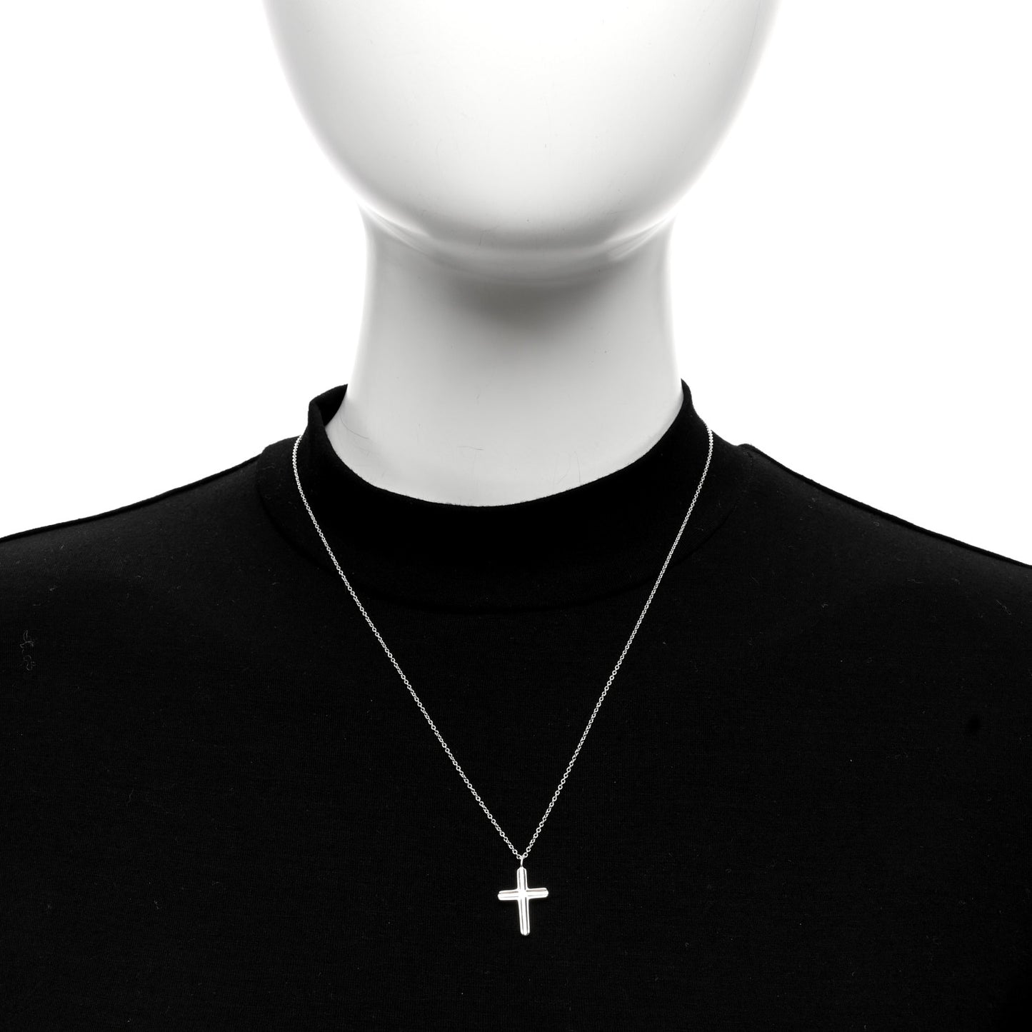 Sterling Silver Concave Cross Pendant Necklace