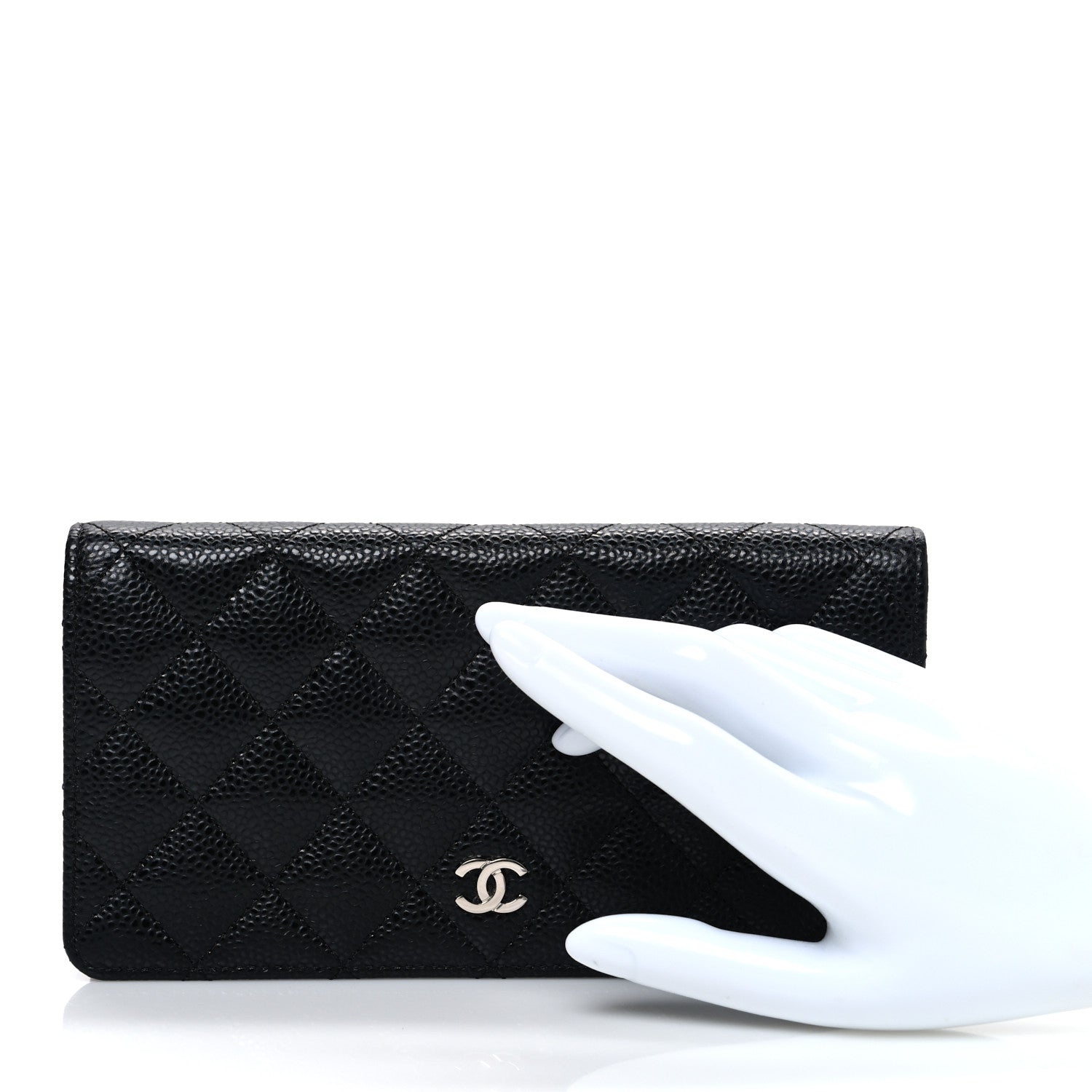 Chanel Caviar Quilted Yen Wallet Black 2 of 8