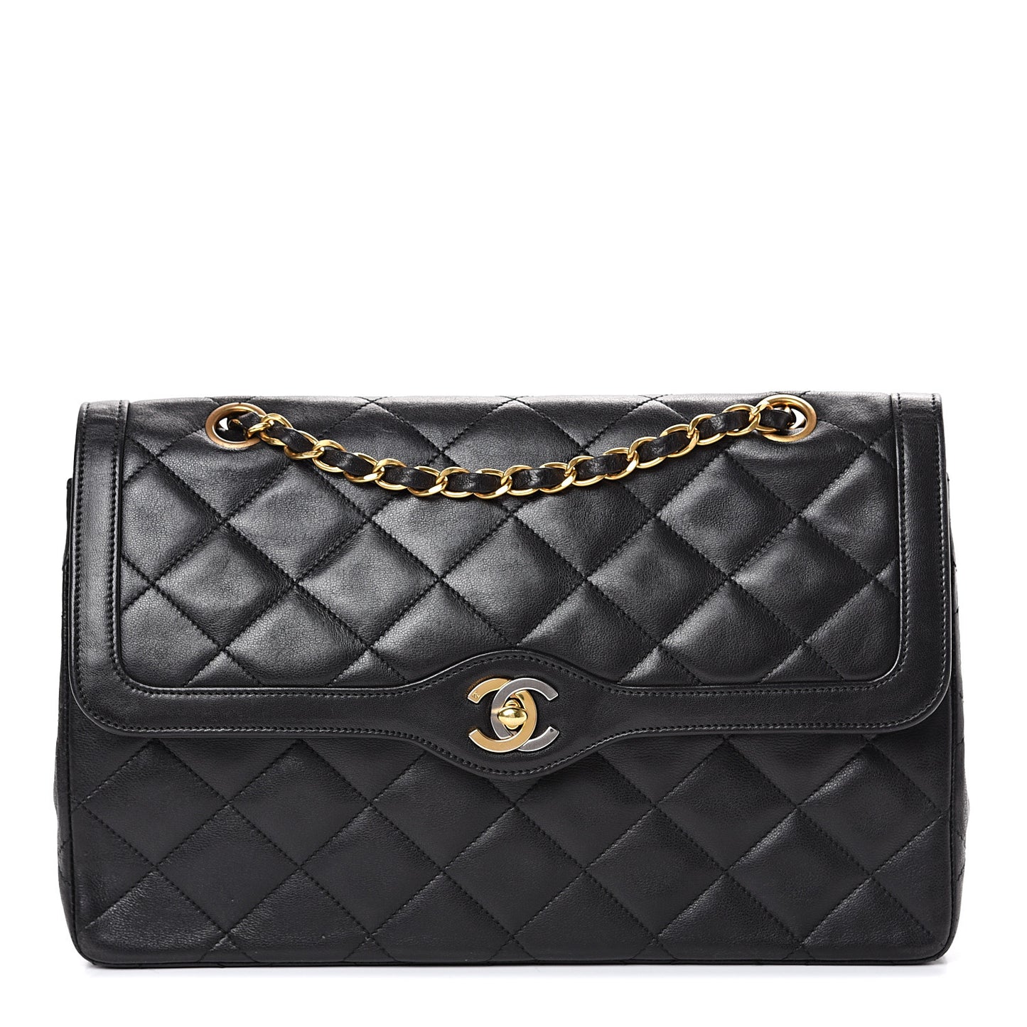 Lambskin Quilted Small Double Flap Black
