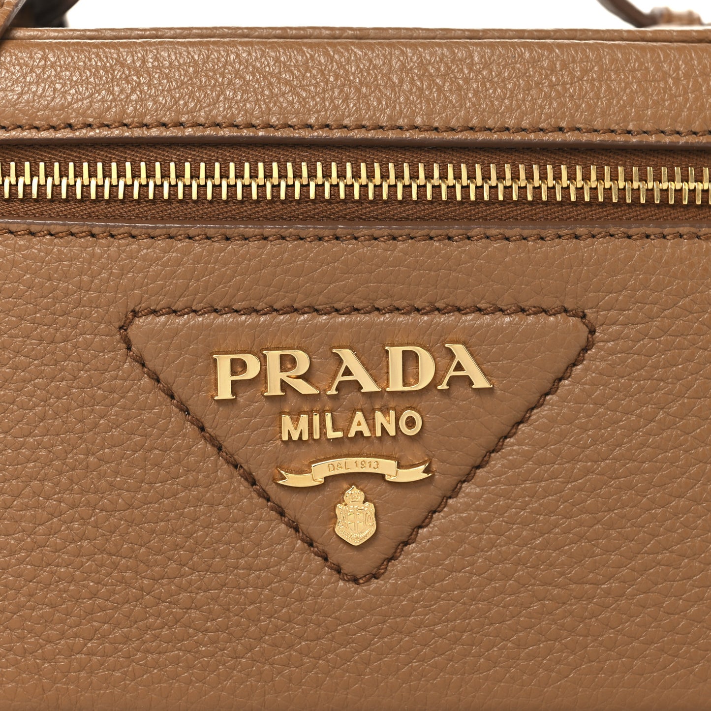 Vitello Daino Mini Vanity Top Handle Bag Caramel