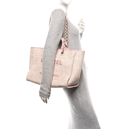 Chanel Lurex Boucle Deauville Medium Tote Pink 2 of 10