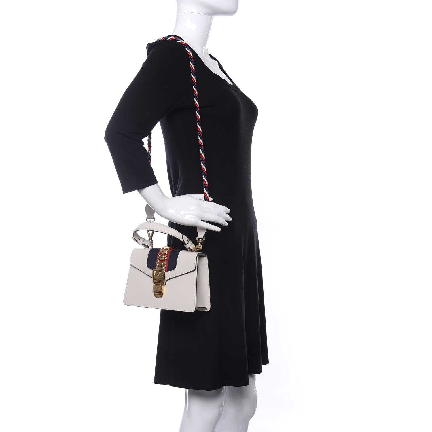 Gucci Calfskin Mini Sylvie Top Handle Bag White 2 of 10