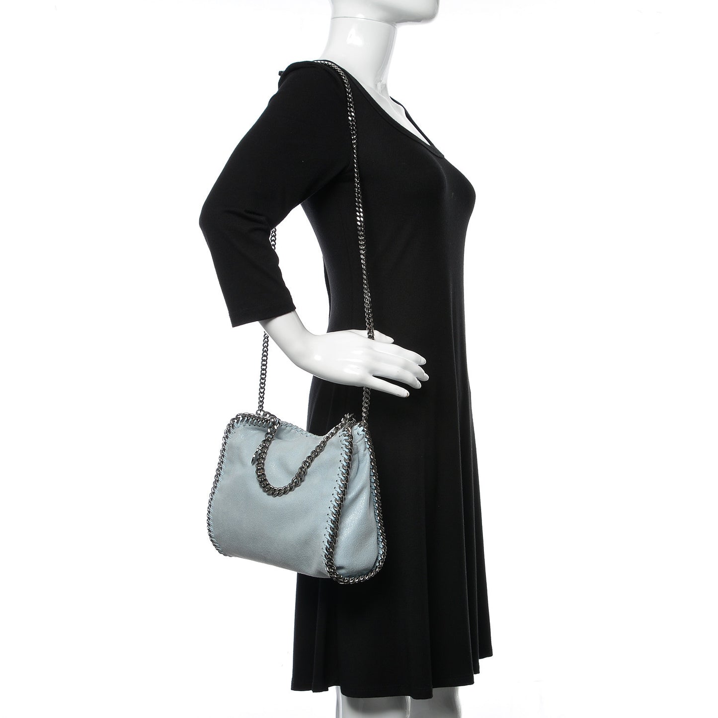 Shaggy Deer Mini Falabella Fold Over Tote Light Blue