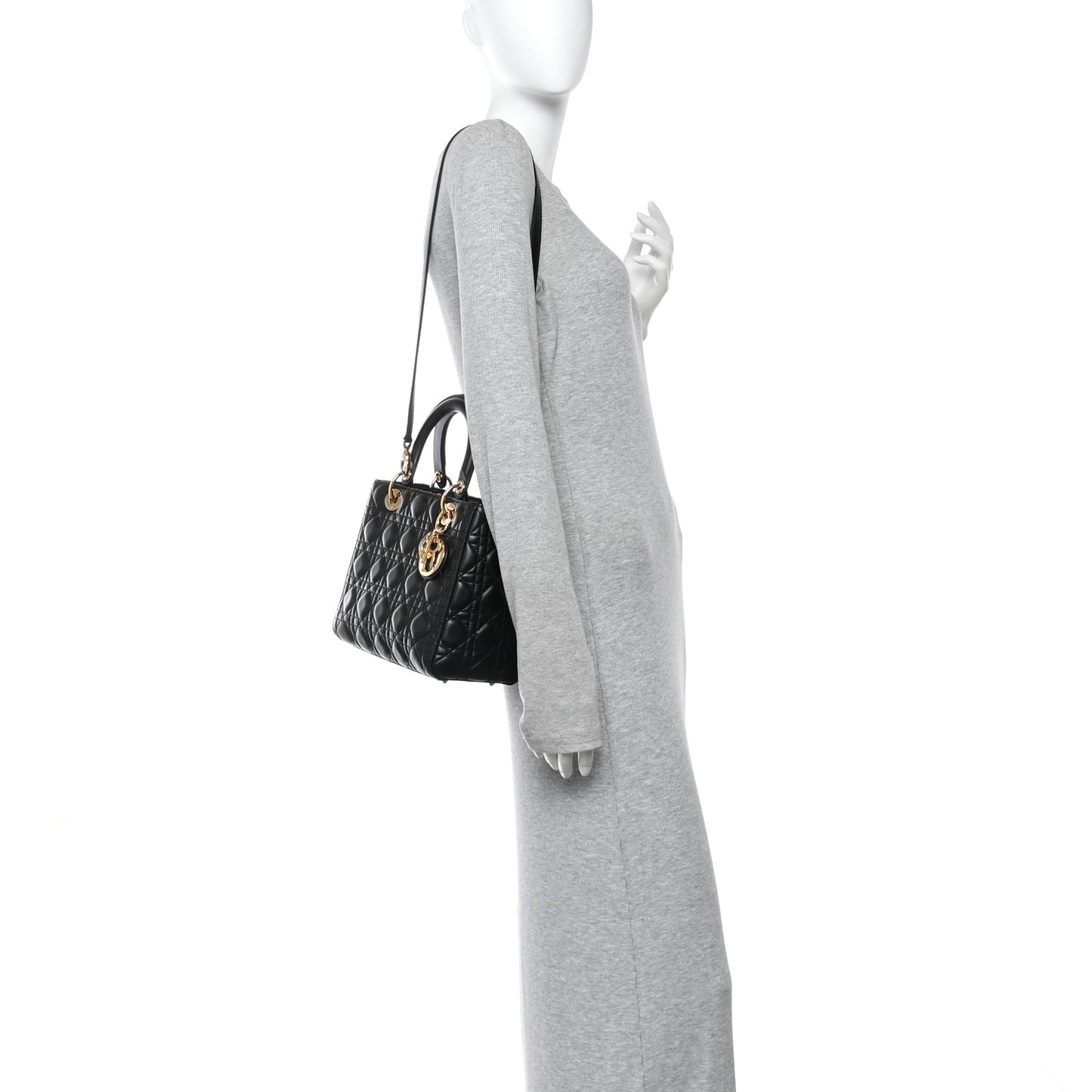 Lambskin Cannage Medium Lady Dior Black
