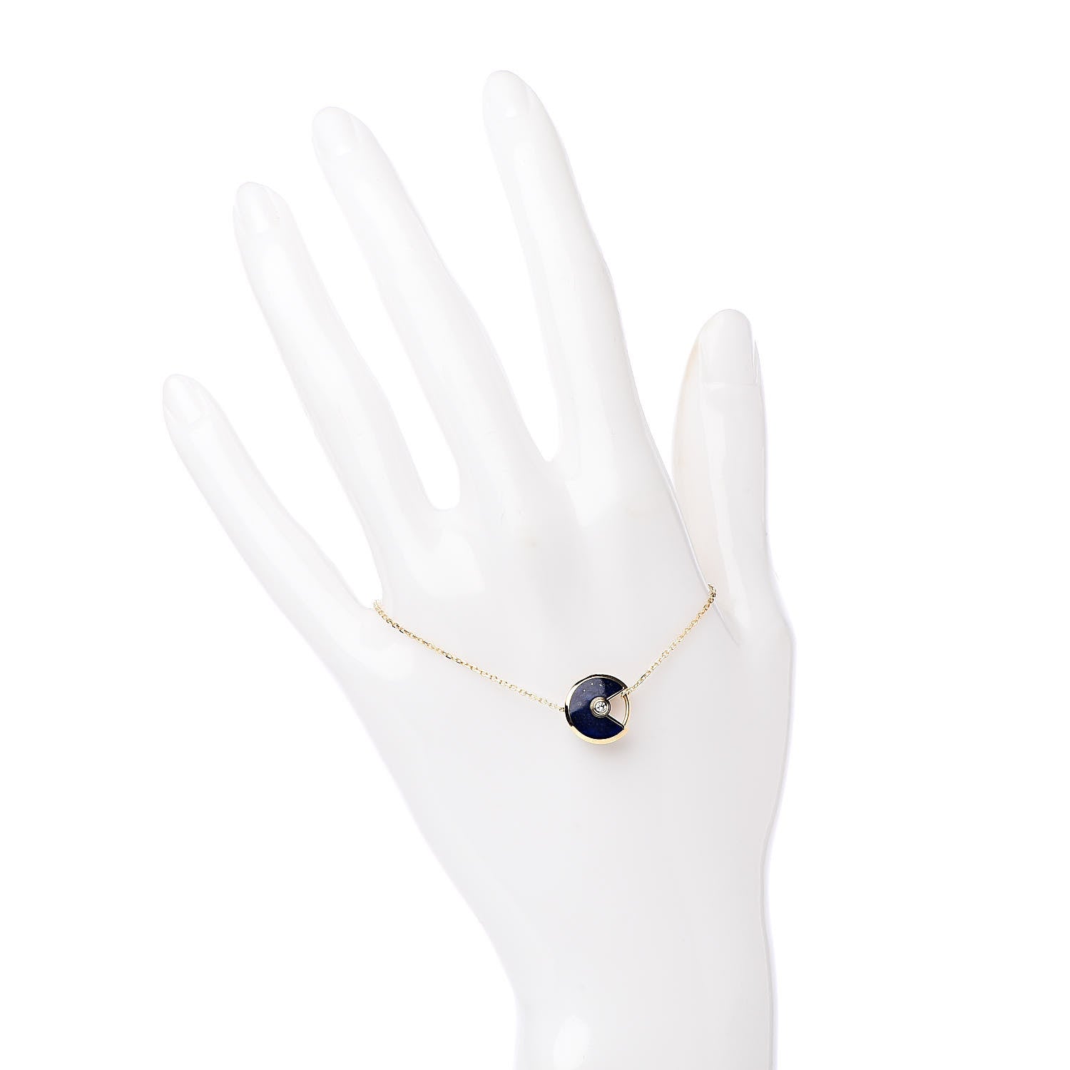 Cartier 18K Yellow Gold Diamond Lapis Lazuli Amulette de Cartier Bracelet 2 of 6