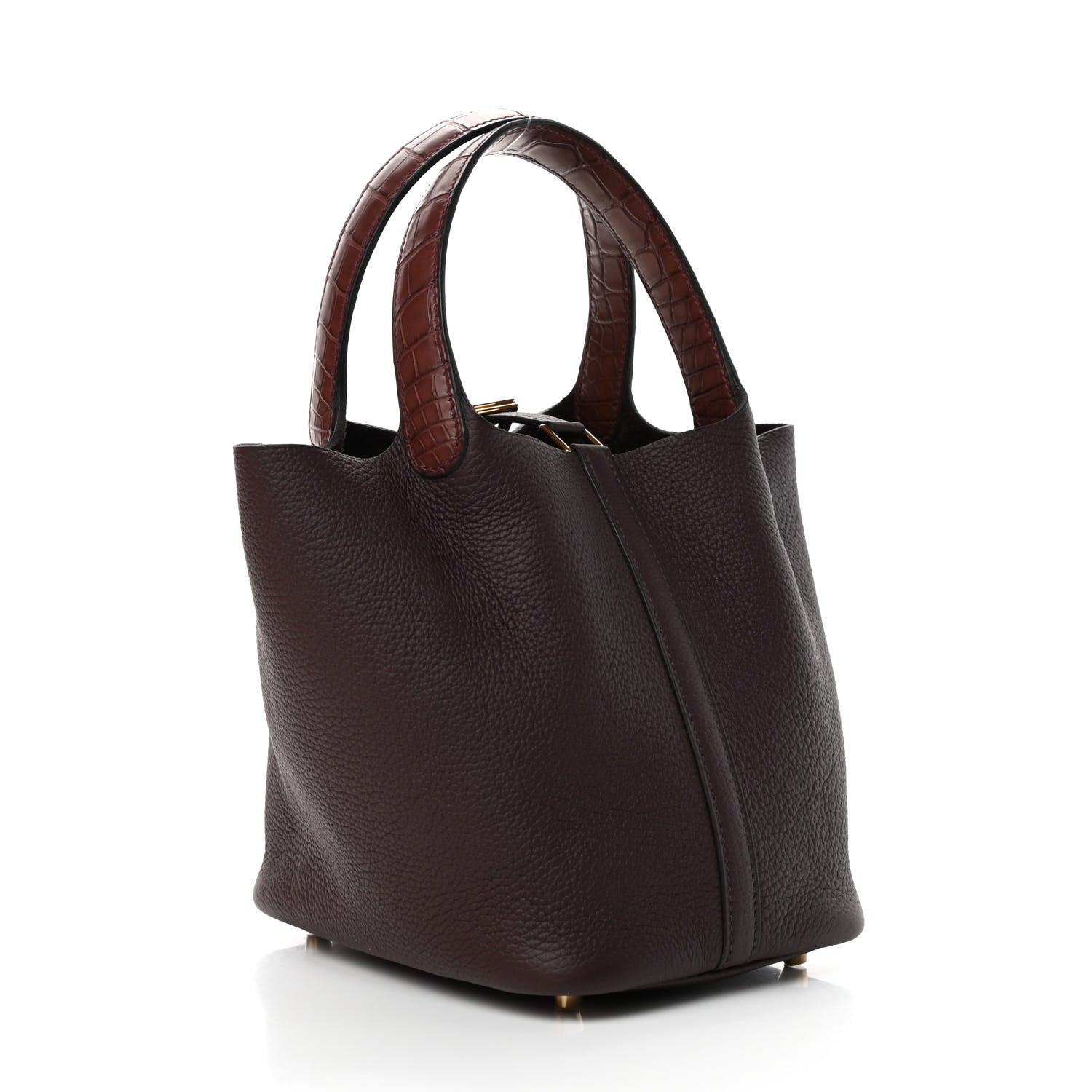 Hermes Taurillon Clemence Matte Alligator Picotin Lock Touch 18 PM Rouge Sellier Bourgogne 2 of 4