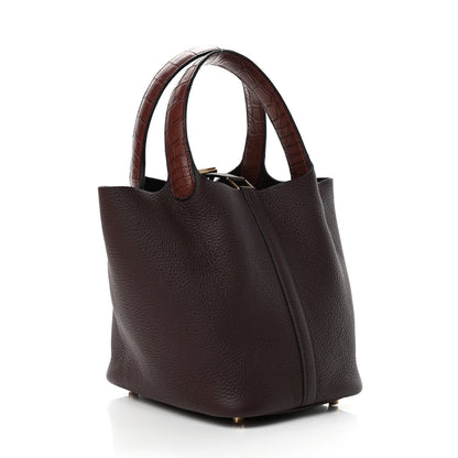 Hermes Taurillon Clemence Matte Alligator Picotin Lock Touch 18 PM Rouge Sellier Bourgogne 2 of 4