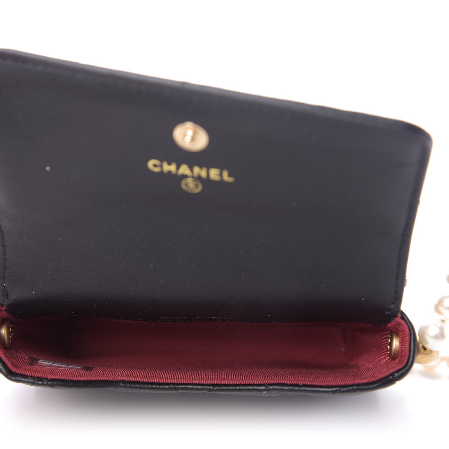 Chanel Calfskin Quilted About Pearls Card Holder Flap With Chain Black 5 of 11