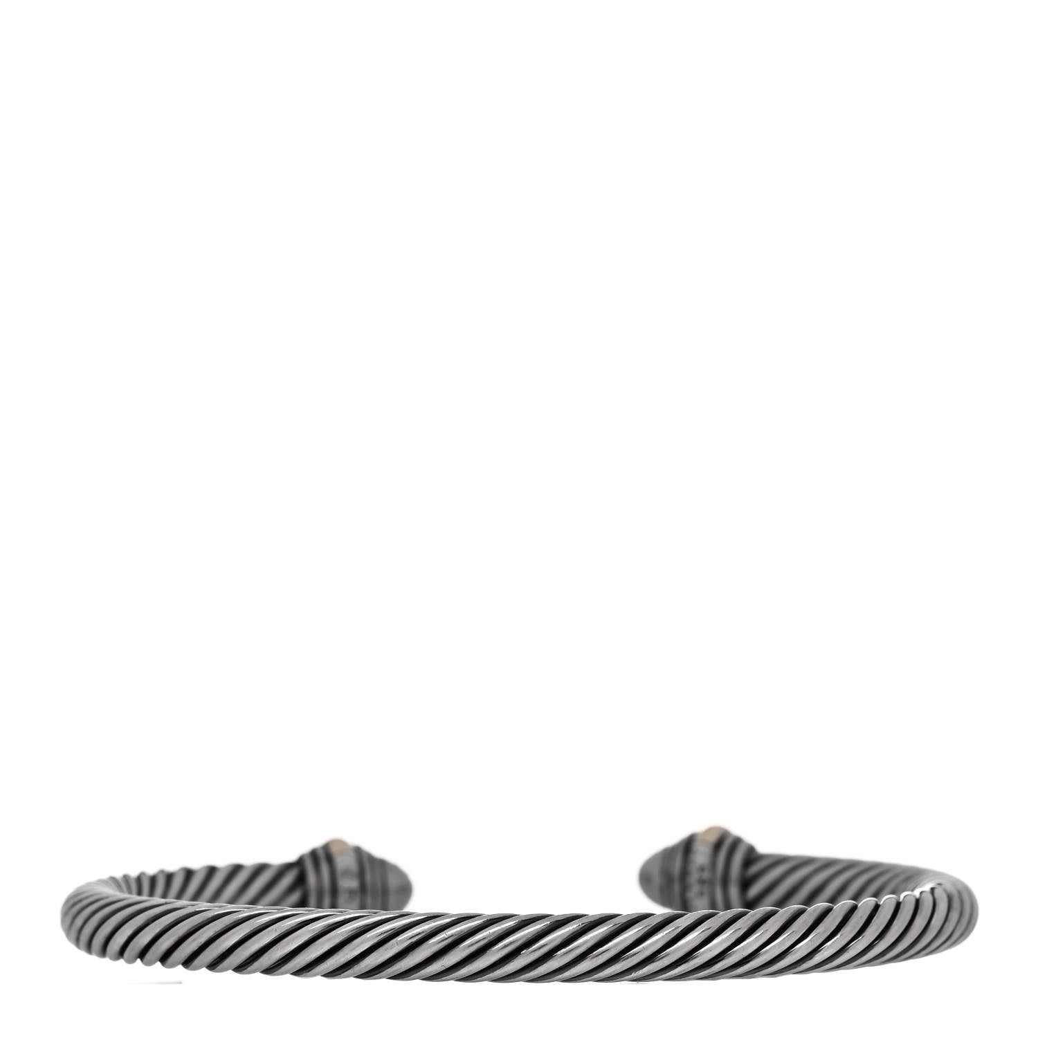 David Yurman Sterling Silver 14K Yellow Gold Diamond 5mm Cable Classics Bracelet 2 of 4