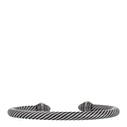 David Yurman Sterling Silver 14K Yellow Gold Diamond 5mm Cable Classics Bracelet 2 of 4