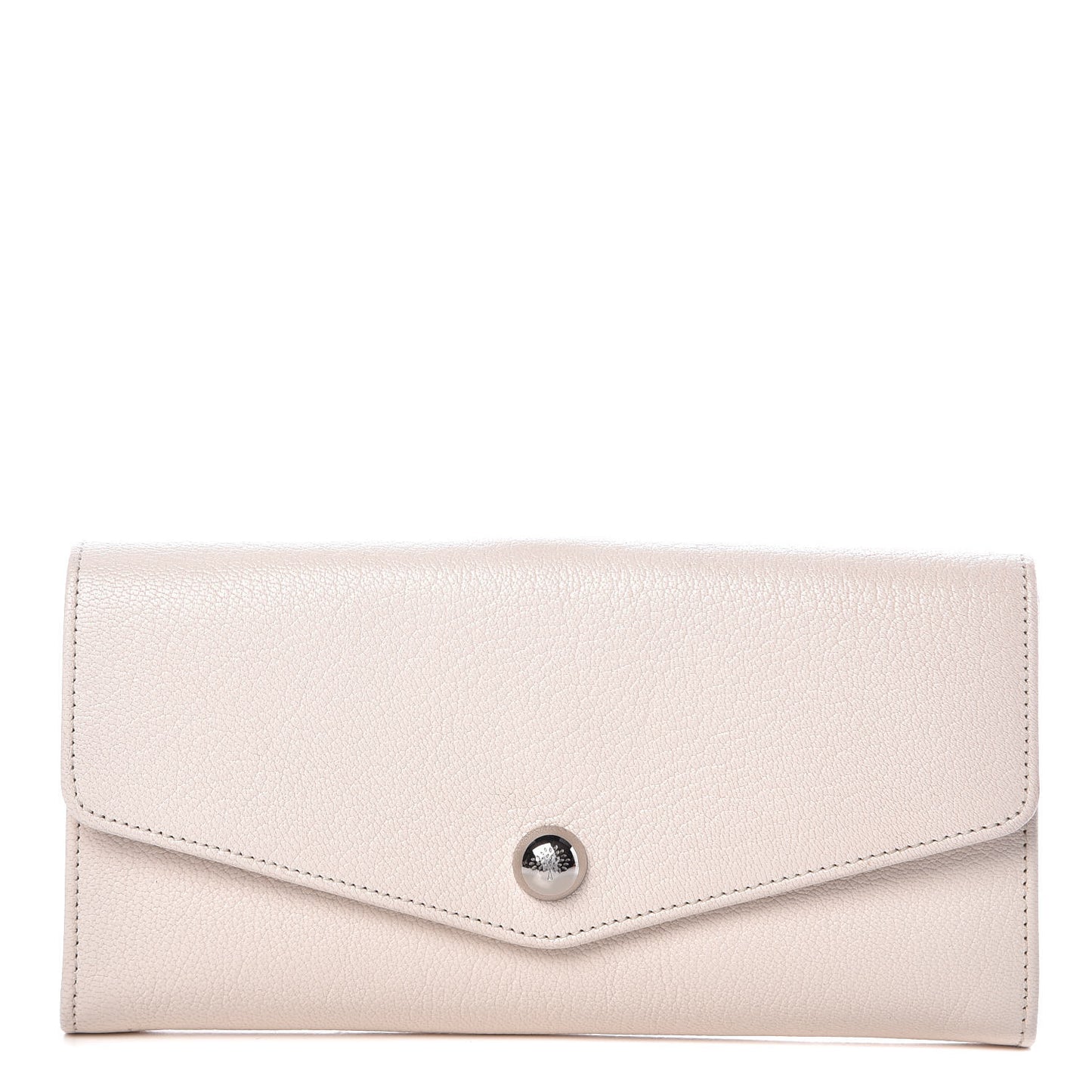 Glossy Goatskin Dome Rivet Continental Wallet Cream
