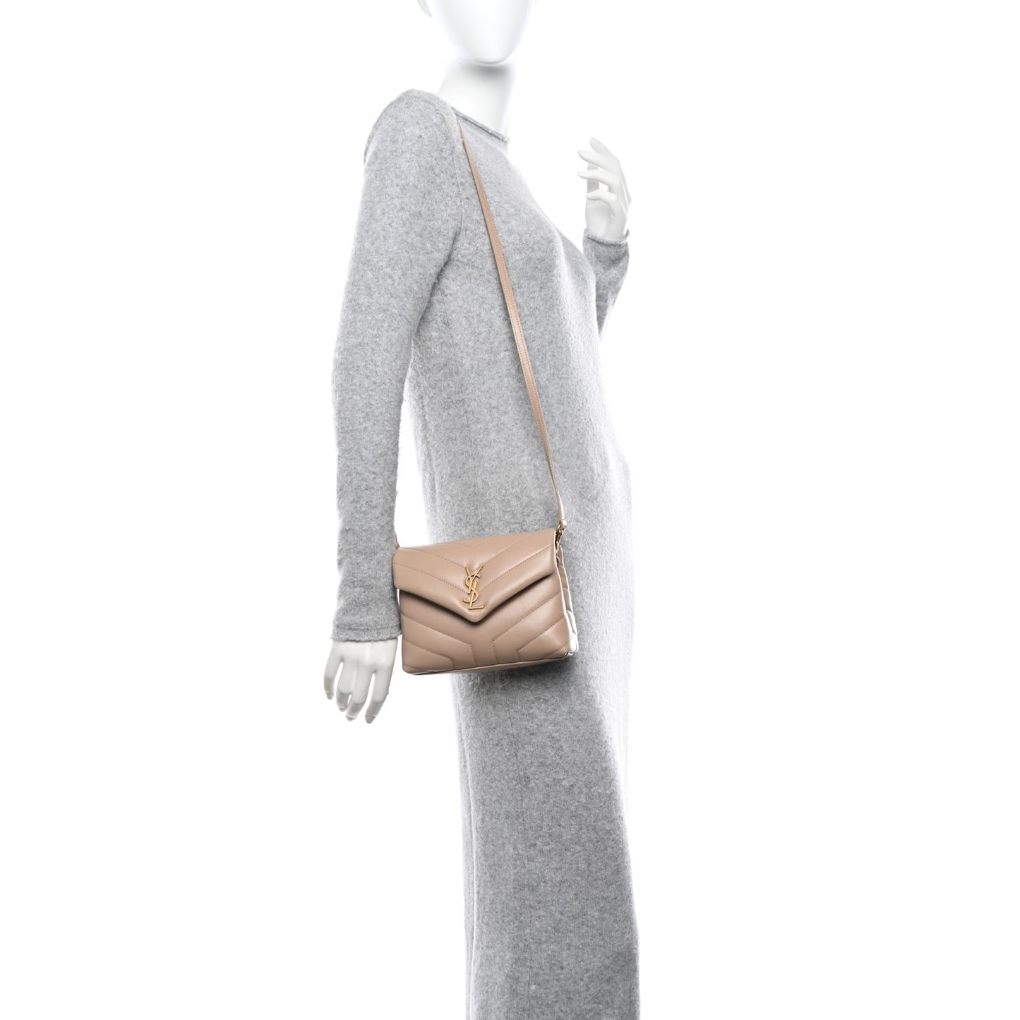 Calfskin Y Quilted Monogram Toy Loulou Crossbody Bag Dark Beige