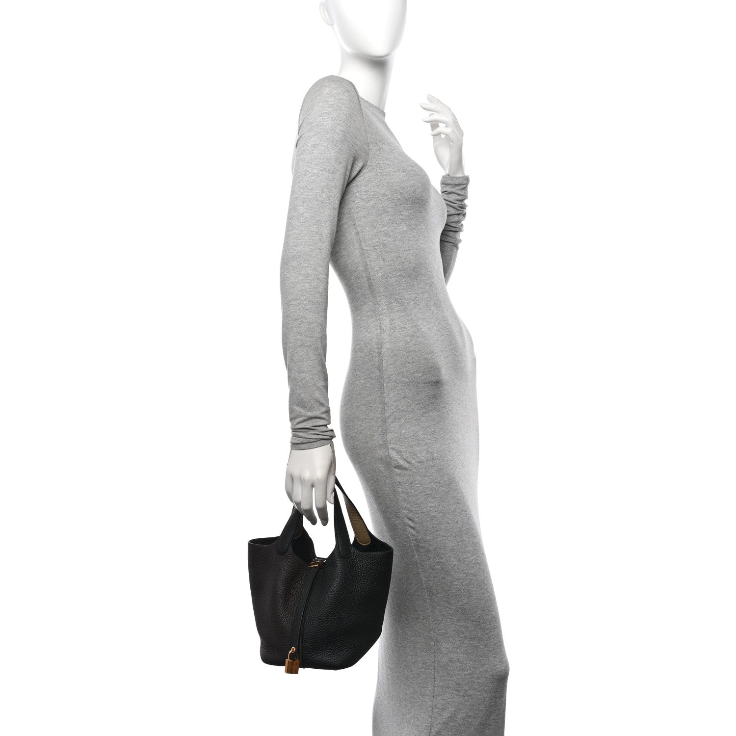 Hermes Taurillon Clemence Casaque Picotin Lock 18 PM Black Ebene Trench 2 of 11
