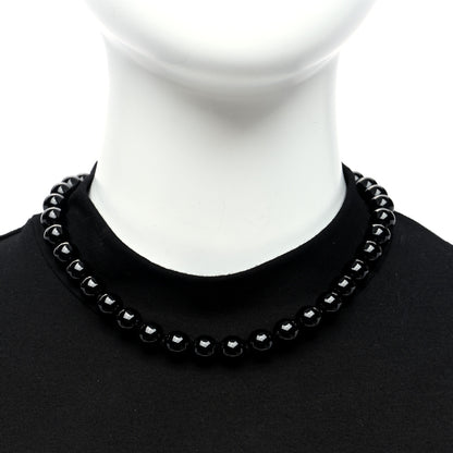 Tiffany Sterling Silver Black Onyx 10mm Bead Necklace 2 of 4