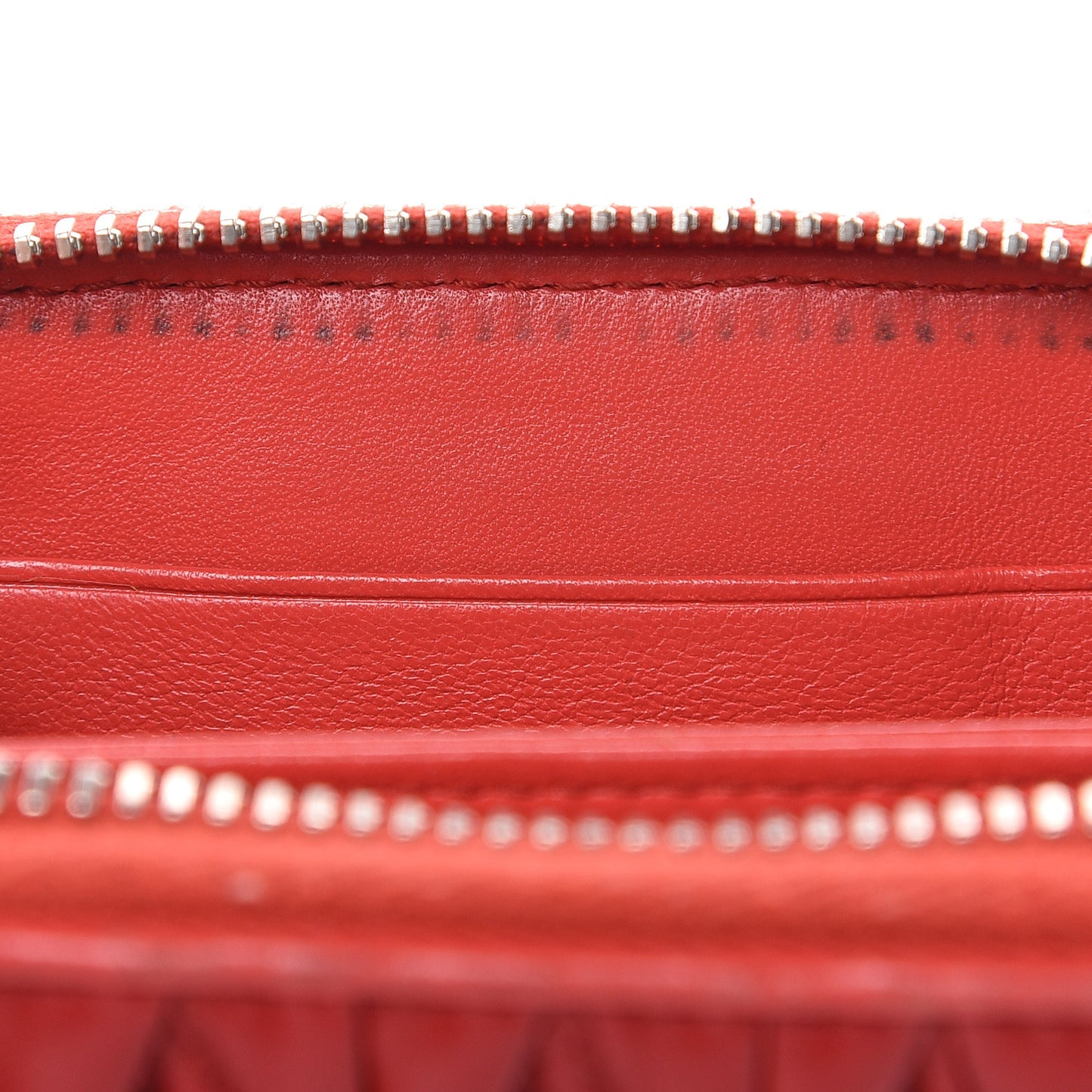Nappa Matelasse Zip Around Compact Wallet Fuoco