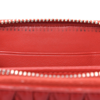 Miu Miu Nappa Matelasse Zip Around Compact Wallet Fuoco 12 of 14